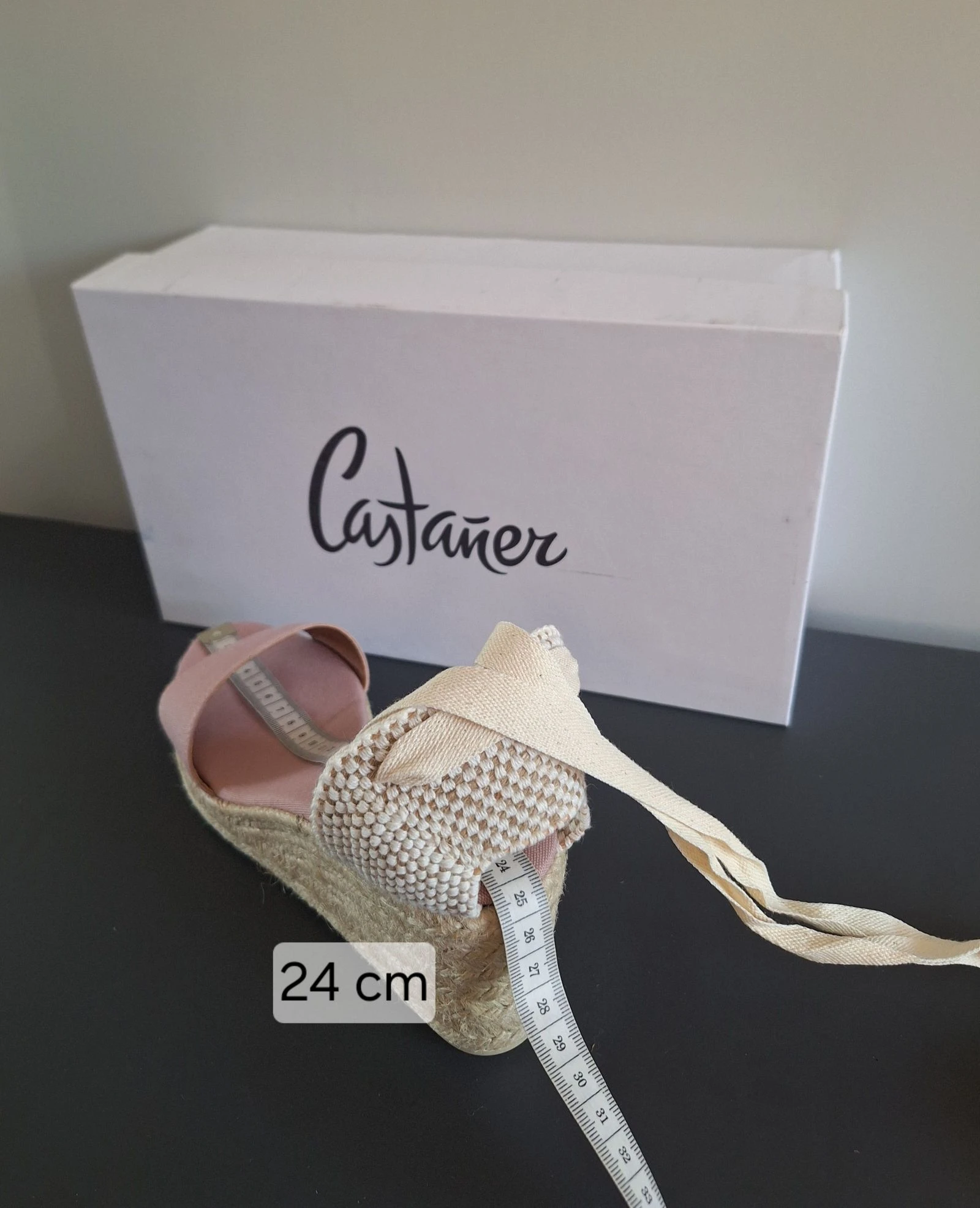 Castañer alpargatas rosa claro con tacón de cuña y cordón 39 – photo 6